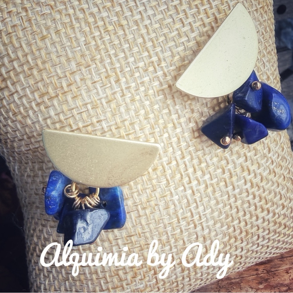 Gold and Deep Blue lapis Earrings